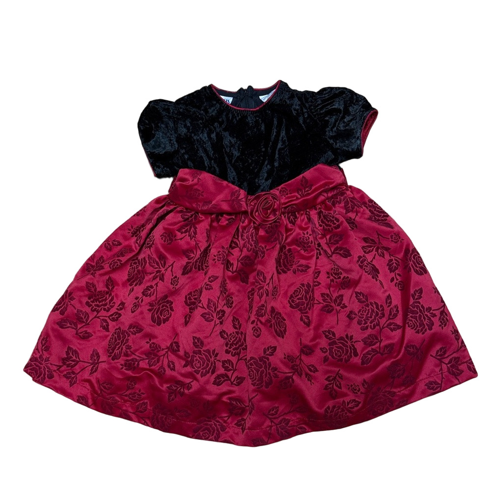Thomas Black and Red Floral Toddler Dress vintage velvet Holiday